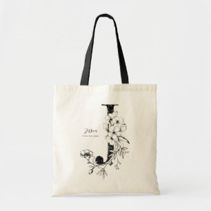 Letter J Rustic Floral personalised initial Tote Bag