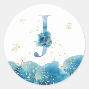 *~*  LETTER  J - Sea Ocean Beach Envelope  Sticker
