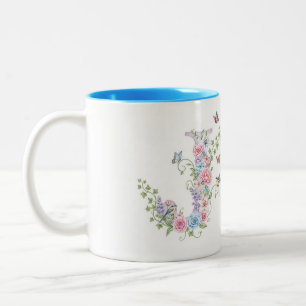 Letter J, Shabby Chic by Natasha Us Two-Tone Coffee Mug