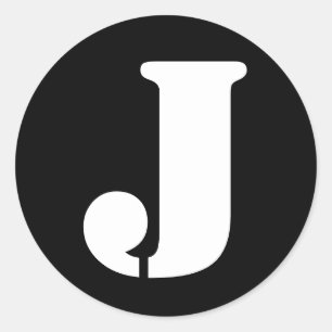 Letter J Stencil Alphabet by Janz Black Classic Round Sticker