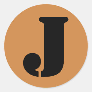 Letter J Stencil Alphabet by Janz Peru Gold Classic Round Sticker