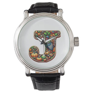 Letter J Thanksgiving style gift Watch