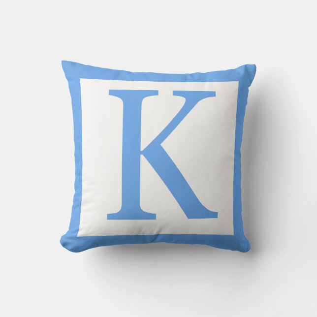 Letter K Baby Blue Border Cushion (Front)
