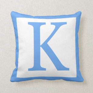 Letter K Baby Blue Border Cushion