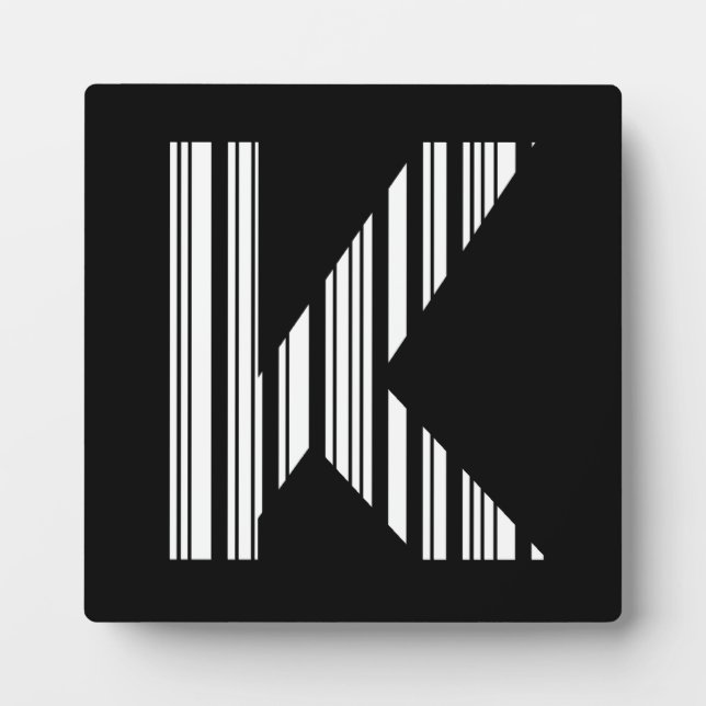 LETTER K BAR CODE First Initial Barcode Pattern Plaque (Front)