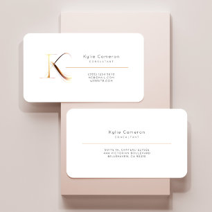 Letter K Calligraphy Gold/Black Gradient Monogram Business Card