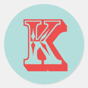 Letter K carnival style monogram initial favour Classic Round Sticker