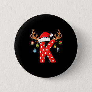 Letter K Christmas Monogram Alphabet Initial Ornam 6 Cm Round Badge