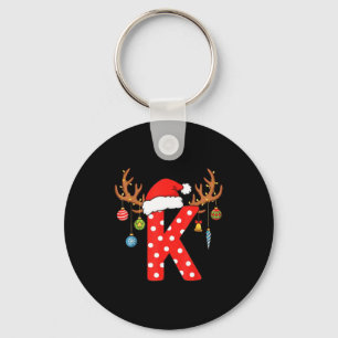 Letter K Christmas Monogram Alphabet Initial Ornam Key Ring
