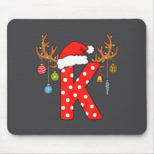 Letter K Christmas Monogram Alphabet Initial Ornam Mouse Mat