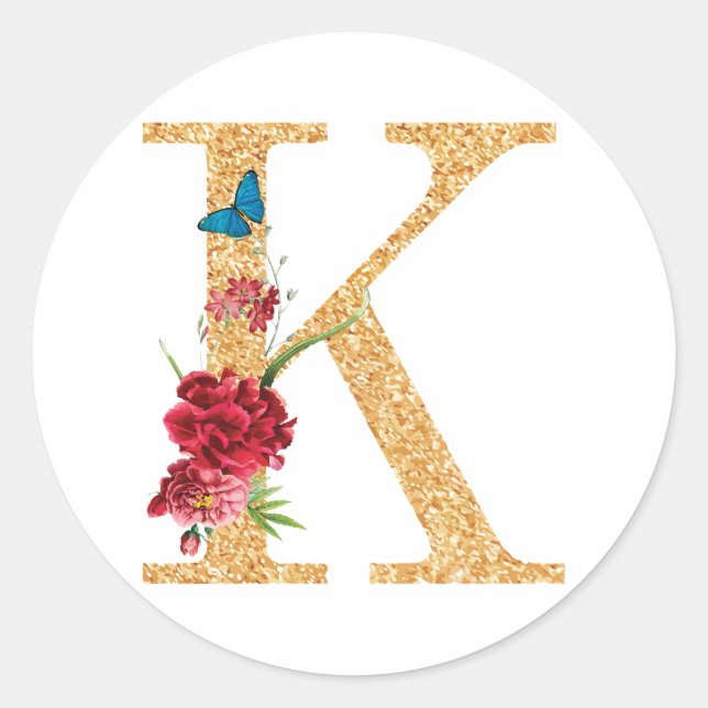 letter k classic round sticker (Front)