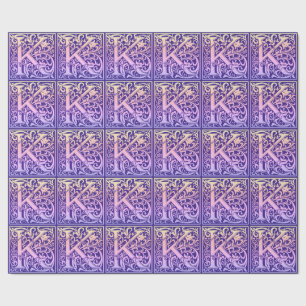 Letter K  Colorful Vintage First Letter Gradient Wrapping Paper