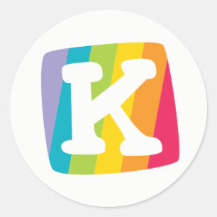 Letter K colourful stripe box monogram sticker