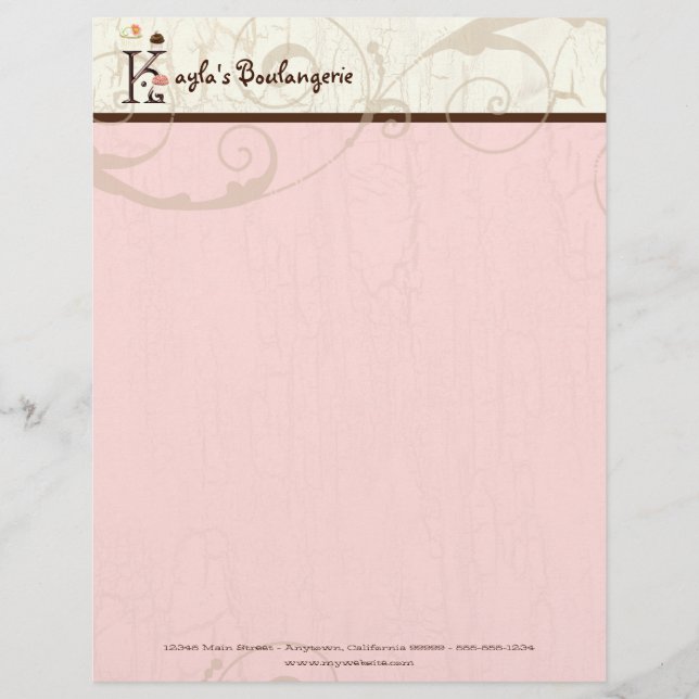 Letter K Cupcake Business Letterhead (Front)