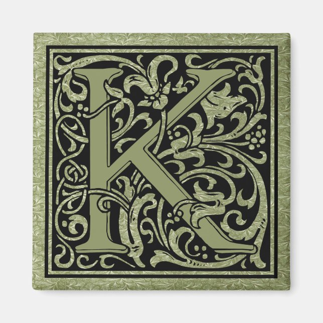 Letter K First Letter Monogram Magnet (Front)