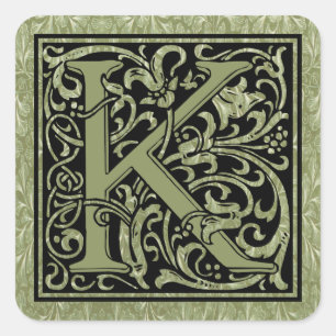 Letter K First Letter Monogram Square Sticker