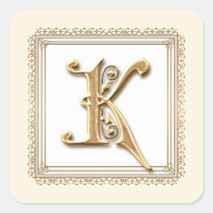 Letter K - Gold & Lace Classic Formal Wedding Seal
