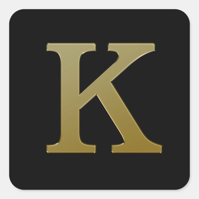 Letter K Gold Square Sticker (Front)