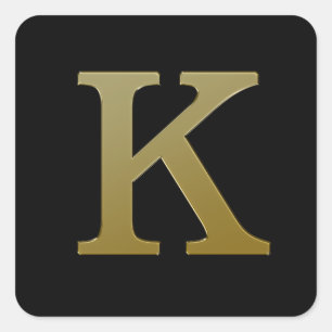 Letter K Gold Square Sticker