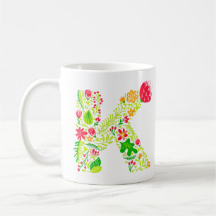 Letter K in Flowers Coffee Mug