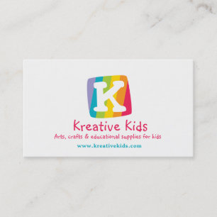 Letter K kids colourful block business card