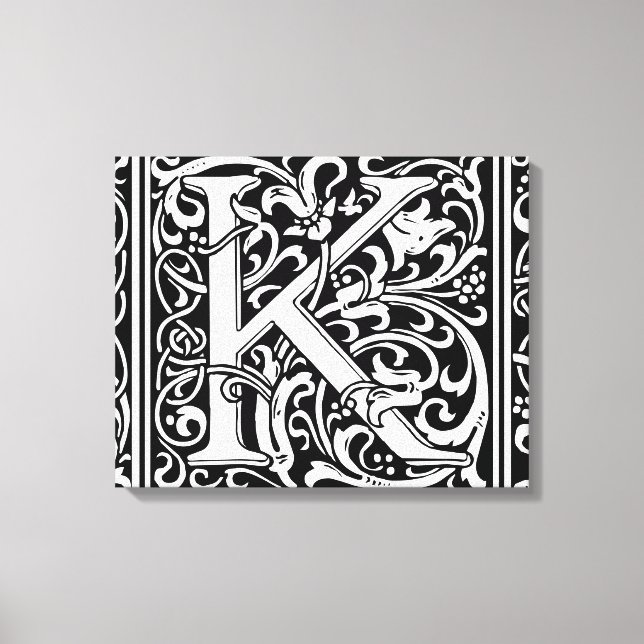 Letter K Mediaeval Monogram Art Nouveau Canvas Print (Front)