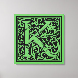 Letter K Mediaeval Monogram Art Nouveau Canvas Print