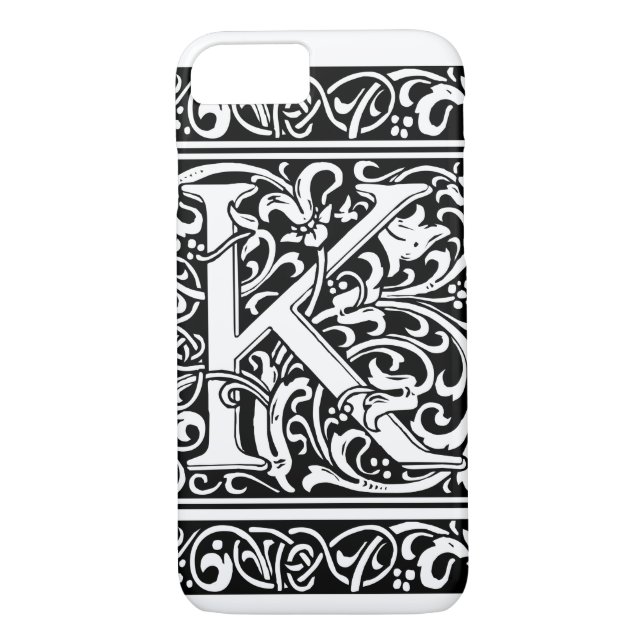 Letter K Mediaeval Monogram Art Nouveau Case-Mate iPhone Case (Back)