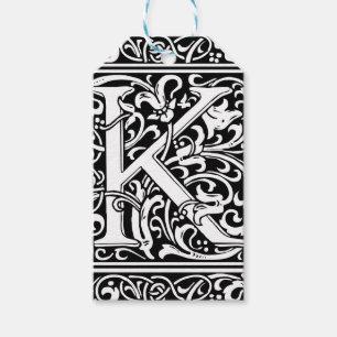 Letter K Mediaeval Monogram Art Nouveau Gift Tags