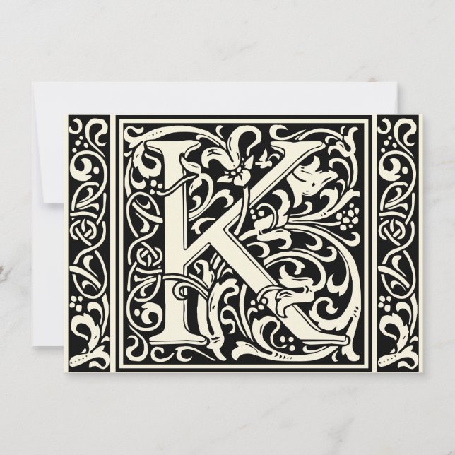 Letter K Mediaeval Monogram Art Nouveau Invitation (Front)
