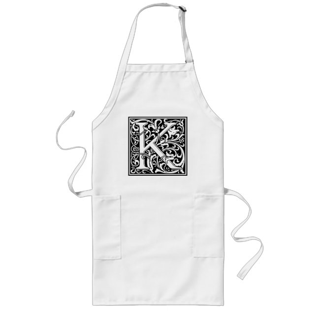Letter K Mediaeval Monogram Art Nouveau Long Apron (Front)