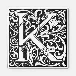 Letter K Mediaeval Monogram Art Nouveau Magnet