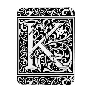 Letter K Mediaeval Monogram Art Nouveau Magnet