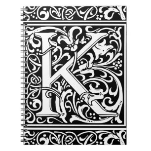 Letter K Mediaeval Monogram Art Nouveau Notebook