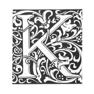 Letter K Mediaeval Monogram Art Nouveau Notepad