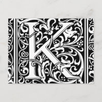 Letter K Mediaeval Monogram Art Nouveau