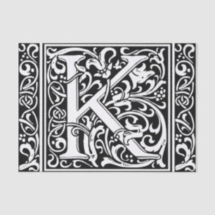 Letter K Mediaeval Monogram Art Nouveau Tissue Paper