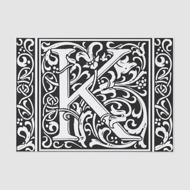 Letter K Mediaeval Monogram Art Nouveau Tissue Paper (Front)