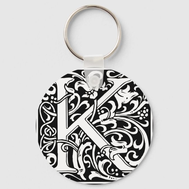 Letter K Mediaeval Monogram Vintage Initial Key Ring (Front)