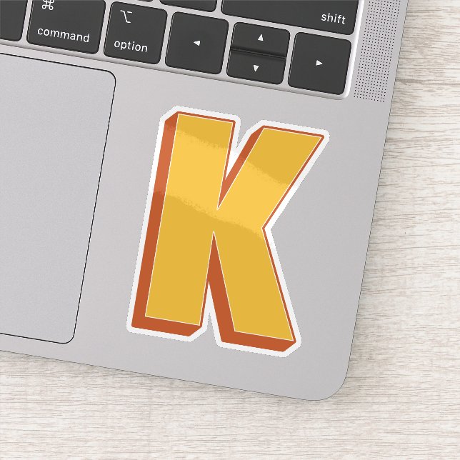 Letter K Monogram, Bold 3D Type Font Initial  (Detail)