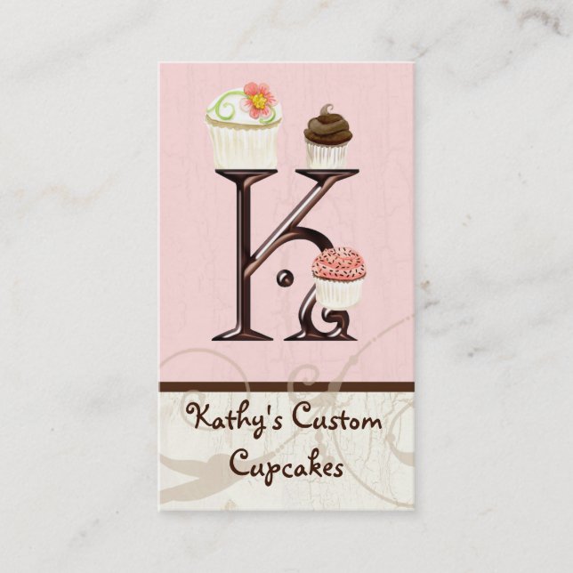 Letter K Monogram Dessert Bakery Business Cards (Front)