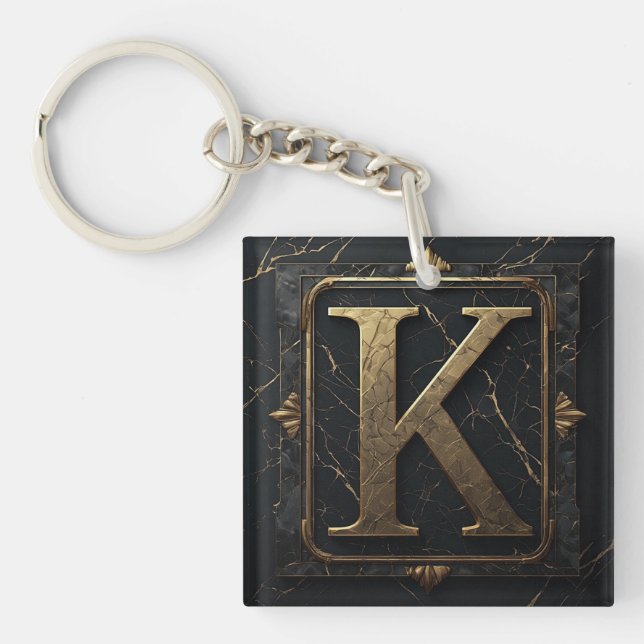 🔑 Letter K Monogram Gift For Him 🎁 Key Ring (Front)