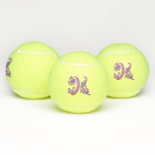 Letter K monogram girls personalised doodle art Tennis Balls