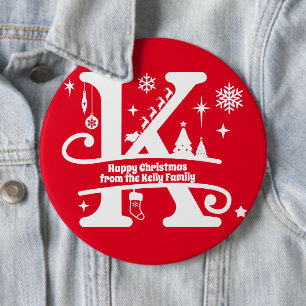 Letter K Monogram Initial Family Name Greeting 6 Cm Round Badge