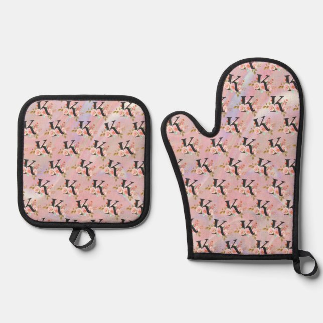 Letter K Oven Mitt & Pot Holder Set (Front)