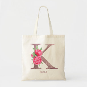 Letter K Personalised name monogram bridesmaid Tote Bag