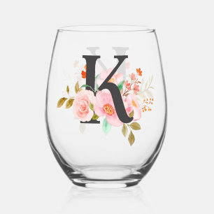Letter K Stemless Wine Glass