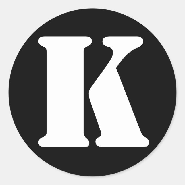 Letter K Stencil Alphabet by Janz Black Classic Round Sticker (Front)