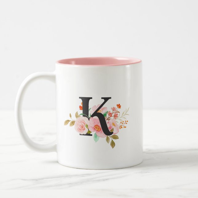 Letter K Two-Tone Coffee Mug (Left)