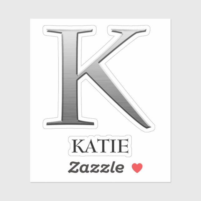 Letter k Two-Tone Silver Grey and Name Sticker (Sheet)